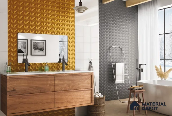 Metallic Wall Tile TL 05495 B Lustra Lustrous Gold 2 ft x 1 ft Ceramic Metallic Finish - 9 mm | Suitable for Bathroom, Kitchen (Sample)
