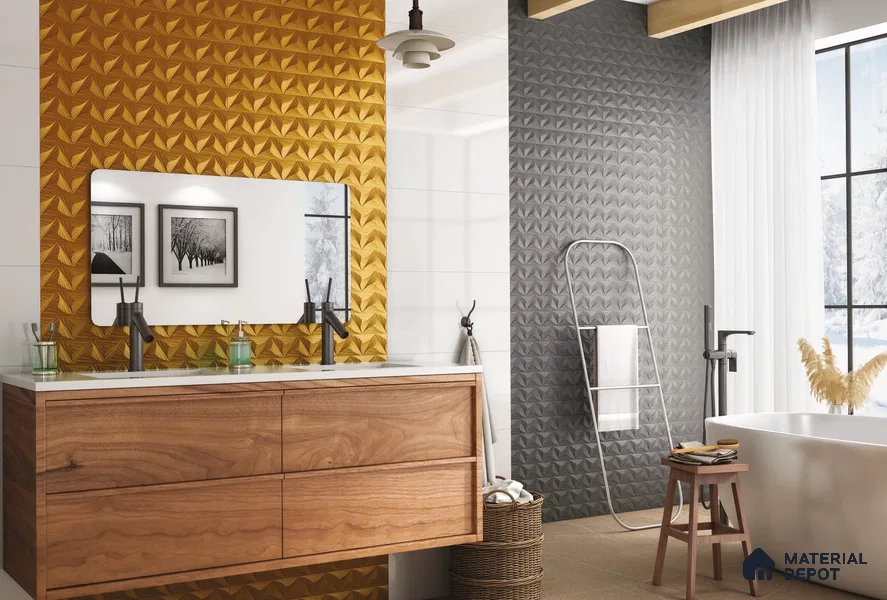 Metallic Wall Tile TL 05495 B Lustra Lustrous Gold 2 ft x 1 ft Ceramic Metallic Finish - 9 mm | Suitable for Bathroom, Kitchen (Sample)