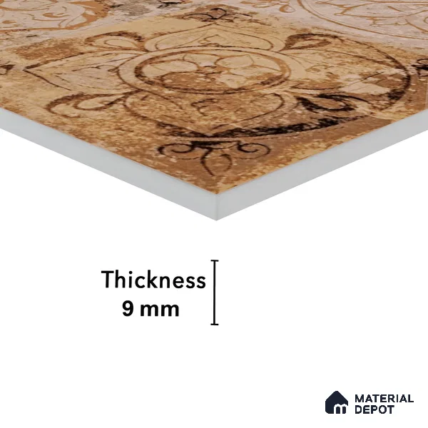 Moroccan Wall Tile TL 05609 Gravier Golden Ethno Decor 2 ft x 4 ft Vitrified Sand Matte Finish - 9 mm | 2 Random Design | Suitable for Living Room, Bedroom, Bathroom (Sample)
