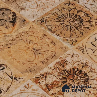 Moroccan Wall Tile TL 05609 Gravier Golden Ethno Decor 2 ft x 4 ft Vitrified Sand Matte Finish - 9 mm | 2 Random Design | Suitable for Living Room, Bedroom, Bathroom (Sample)