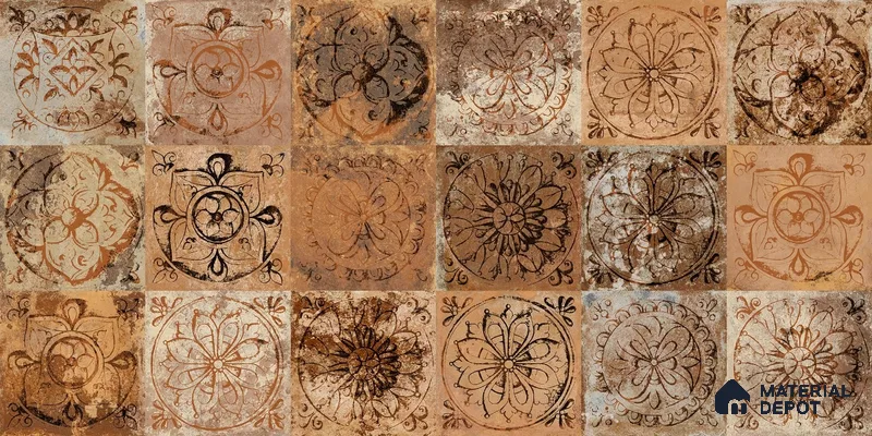 Moroccan Wall Tile TL 05609 Gravier Golden Ethno Decor 2 ft x 4 ft Vitrified Sand Matte Finish - 9 mm | 2 Random Design | Suitable for Living Room, Bedroom, Bathroom (Sample)