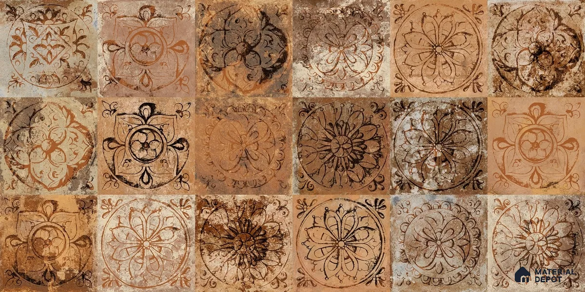 Moroccan Wall Tile TL 05609 Gravier Golden Ethno Decor 2 ft x 4 ft Vitrified Sand Matte Finish - 9 mm | 2 Random Design | Suitable for Living Room, Bedroom, Bathroom (Sample)