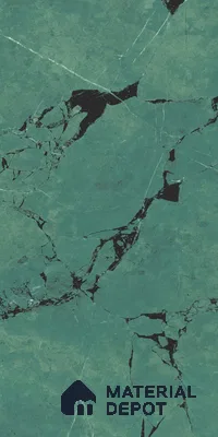Green Marble Floor & Wall Tile TL 08022  Ornate Green Melody 5.2 ft x 2.6 ft Vitrified High Gloss Finish - 9 mm | 4 Random Design | Suitable for Living Room, Bedroom, Bathroom