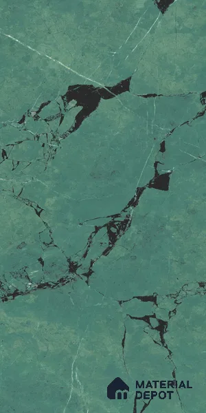 Green Marble Floor & Wall Tile TL 08022 Ornate Green Melody 5.2 ft x 2.6 ft Vitrified High Gloss Finish - 9 mm | 4 Random Design | Suitable for Living Room, Bedroom, Bathroom