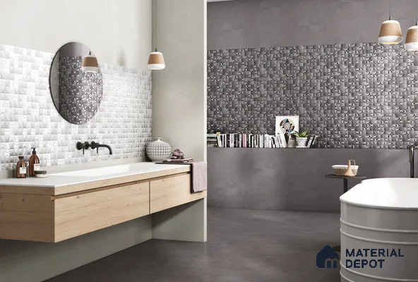 Plain Matching Floor Tile TL 05484 E Lustra Foggy Ash 1 ft x 1 ft Ceramic Antiskid Matte Finish - 9 mm | Suitable for Bathroom, Kitchen (Sample)