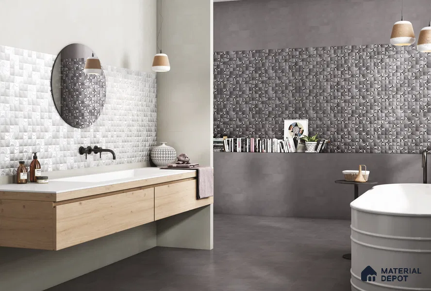 Plain Matching Floor Tile TL 05484 E Lustra Foggy Ash 1 ft x 1 ft Ceramic Antiskid Matte Finish - 9 mm | Suitable for Bathroom, Kitchen (Sample)