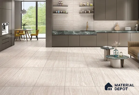 Punch Wall Tile TL 05815 Gravier Soft Travertine Decor 2 ft x 4 ft Vitrified Lush Matte Finish - 9 mm | Suitable for Living Room, Bedroom, Bathroom (Sample)