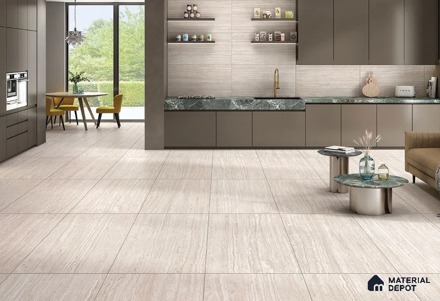 Punch Wall Tile TL 05815 Gravier Soft Travertine Decor 2 ft x 4 ft Vitrified Lush Matte Finish - 9 mm | Suitable for Living Room, Bedroom, Bathroom (Sample)