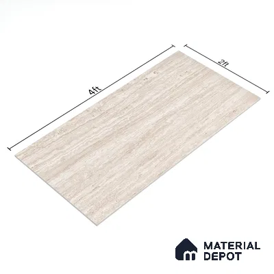 Stone Floor & Wall Tile TL 05815 B Gravier Soft Travertine 2 ft x 4 ft Vitrified Lush Matte Finish - 9 mm | 6 Random Design | Suitable for Living Room, Bathroom & Office
