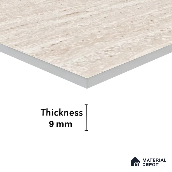 Stone Floor & Wall Tile TL 05815 B Gravier Soft Travertine 2 ft x 4 ft Vitrified Lush Matte Finish - 9 mm | 6 Random Design | Suitable for Living Room, Bathroom & Office