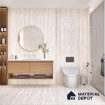 Stone Floor & Wall Tile TL 05815 B Gravier Soft Travertine 2 ft x 4 ft Vitrified Lush Matte Finish - 9 mm | 6 Random Design | Suitable for Living Room, Bathroom & Office