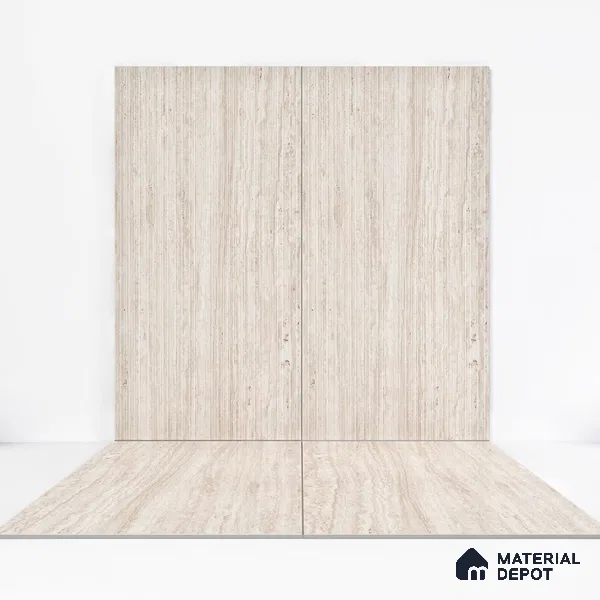 Stone Floor & Wall Tile TL 05815 B Gravier Soft Travertine 2 ft x 4 ft Vitrified Lush Matte Finish - 9 mm | 6 Random Design | Suitable for Living Room, Bathroom & Office
