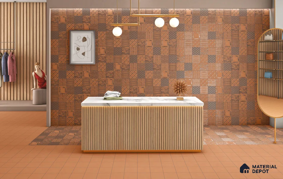 Subway Floor & Wall Tile TL 11522 Sanford Red Decor 8 inc x 8 inc Anti Skid Vitrified Whitebody Digimatt Finish - 8.5 mm | Suitable for Kitchen & Bathroom | Minimum 3 mm Spacer is Mandatory