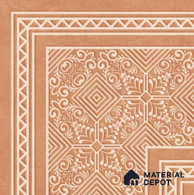Moroccan Carpet Floor TL 11516 Levels Red Corner 8 inc x 8 inc Anti Skid Vitrified Whitebody Digimatt Finish - 8 mm | Suitable for Living Room,Bedroom,Dining & Kitchen | Minimum 3 mm Spacer is Mandatory