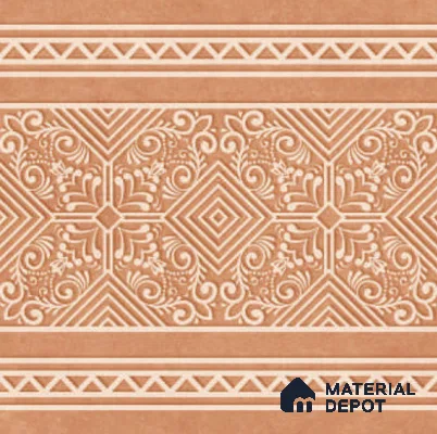 Moroccan Carpet Floor TL 11516 B Levels Red Border 8 inc x 8 inc Anti Skid Vitrified Whitebody Digimatt Finish - 8 mm | Suitable for Living Room,Bedroom,Dining & Kitchen | Minimum 3 mm Spacer is Mandatory