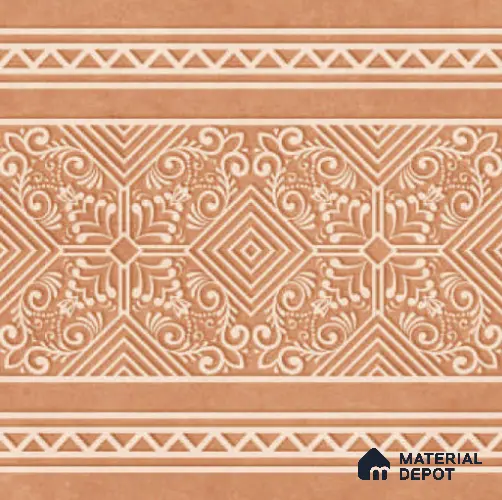 Moroccan Carpet Floor TL 11516 B Levels Red Border 8 inc x 8 inc Anti Skid Vitrified Whitebody Digimatt Finish - 8 mm | Suitable for Living Room,Bedroom,Dining & Kitchen | Minimum 3 mm Spacer is Mandatory