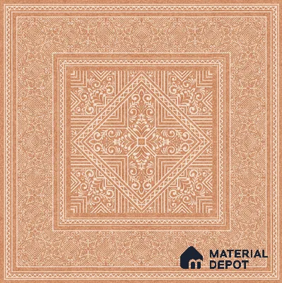 Moroccan Carpet Floor TL 11516 B Levels Red Border 8 inc x 8 inc Anti Skid Vitrified Whitebody Digimatt Finish - 8 mm | Suitable for Living Room,Bedroom,Dining & Kitchen | Minimum 3 mm Spacer is Mandatory