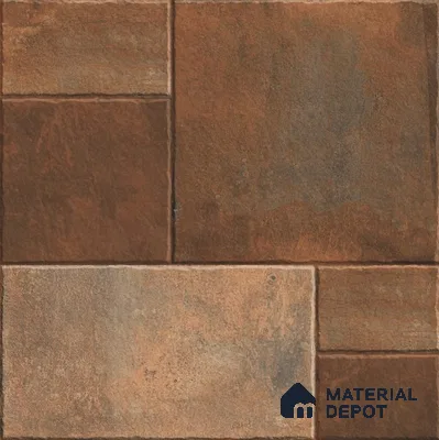 Brown Patterned  Tile TL 09078  Rossy Rust 16 inch x 16 inch Vitrified Carving Matte Finish - 12 mm |  | Suitable for Parking, Terrace | Pattern Alignment May Vary | 2-3 mm Spacer is Mandatory