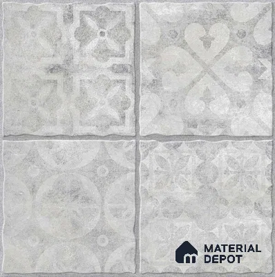 Grey Moroccan  Tile TL 09062  9561 16 inch x 16 inch Vitrified Carving Matte Finish - 12 mm |  | Suitable for Parking, Terrace | Pattern Alignment May Vary | 2-3 mm Spacer is Mandatory
