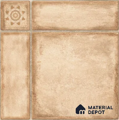 Beige Stone Tile TL 09068  91006 16 inch x 16 inch Vitrified Carving Matte Finish - 12 mm |  | Suitable for Parking, Terrace | Pattern Alignment May Vary | 2-3 mm Spacer is Mandatory