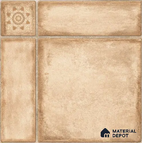 Beige Stone Tile TL 09068 91006 16 inch x 16 inch Vitrified Carving Matte Finish - 12 mm | | Suitable for Parking, Terrace | Pattern Alignment May Vary | 2-3 mm Spacer is Mandatory