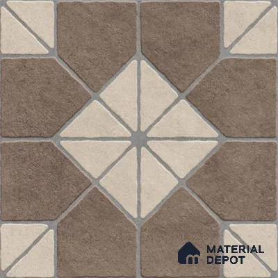 Multi Colour Patterned  Tile TL 09071 B  Blend Coffee 16 inch x 16 inch Vitrified Carving Matte Finish - 12 mm |  | Suitable for Parking, Terrace | Pattern Alignment May Vary | 2-3 mm Spacer is Mandatory