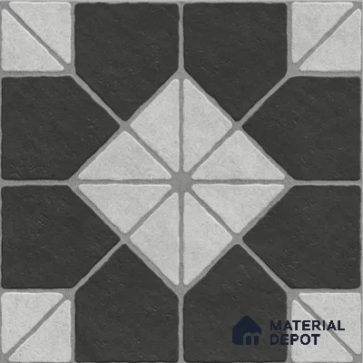 Multi Colour Stone Tile TL 09071 C  Blend Nero 16 inch x 16 inch Vitrified Carving Matte Finish - 12 mm |  | Suitable for Parking, Terrace | Pattern Alignment May Vary | 2-3 mm Spacer is Mandatory