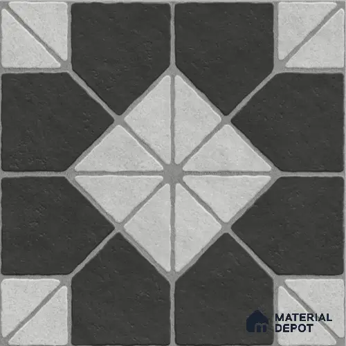 Multi Colour Stone Tile TL 09071 C Blend Nero 16 inch x 16 inch Vitrified Carving Matte Finish - 12 mm | | Suitable for Parking, Terrace | Pattern Alignment May Vary | 2-3 mm Spacer is Mandatory