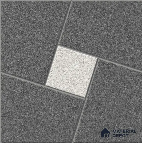 Black Patterned  Tile TL 09069 B  Argon Nero 16 inch x 16 inch Vitrified Carving Matte Finish - 12 mm |  | Suitable for Parking, Terrace | Pattern Alignment May Vary | 2-3 mm Spacer is Mandatory