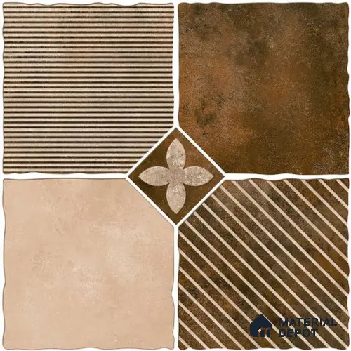 Brown Moroccan Tile TL 09064 9569 16 inch x 16 inch Vitrified Carving Matte Finish - 12 mm | | Suitable for Parking, Terrace | Pattern Alignment May Vary | 2-3 mm Spacer is Mandatory