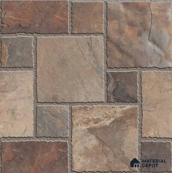 Multi Colour Patterned Tile TL 09076 B Pedra Natural 16 inch x 16 inch Vitrified Carving Matte Finish - 12 mm | | Suitable for Parking, Terrace | Pattern Alignment May Vary | 2-3 mm Spacer is Mandatory