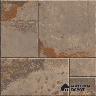 Grey Patterned  Tile TL 09079  Verona Natural 16 inch x 16 inch Vitrified Carving Matte Finish - 12 mm |  | Suitable for Parking, Terrace | Pattern Alignment May Vary | 2-3 mm Spacer is Mandatory