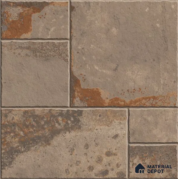 Grey Patterned Tile TL 09079 Verona Natural 16 inch x 16 inch Vitrified Carving Matte Finish - 12 mm | | Suitable for Parking, Terrace | Pattern Alignment May Vary | 2-3 mm Spacer is Mandatory