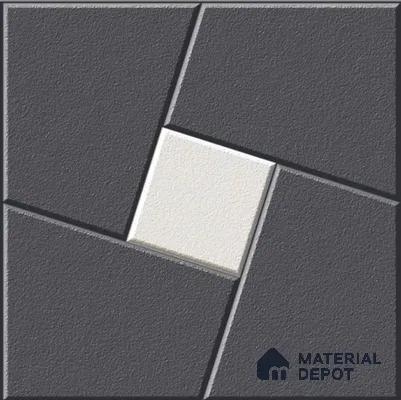 Black Patterned  Tile TL 09070 B  Flandes Nero 16 inch x 16 inch Vitrified Carving Matte Finish - 12 mm |  | Suitable for Parking, Terrace | Pattern Alignment May Vary | 2-3 mm Spacer is Mandatory