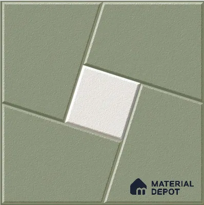 Green Patterned  Tile TL 09070 C  Flandes Kota 16 inch x 16 inch Vitrified Carving Matte Finish - 12 mm |  | Suitable for Parking, Terrace | Pattern Alignment May Vary | 2-3 mm Spacer is Mandatory
