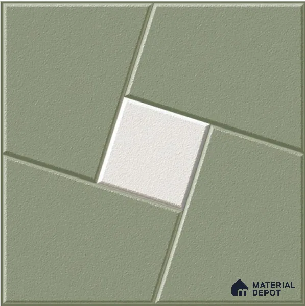 Green Patterned Tile TL 09070 C Flandes Kota 16 inch x 16 inch Vitrified Carving Matte Finish - 12 mm | | Suitable for Parking, Terrace | Pattern Alignment May Vary | 2-3 mm Spacer is Mandatory