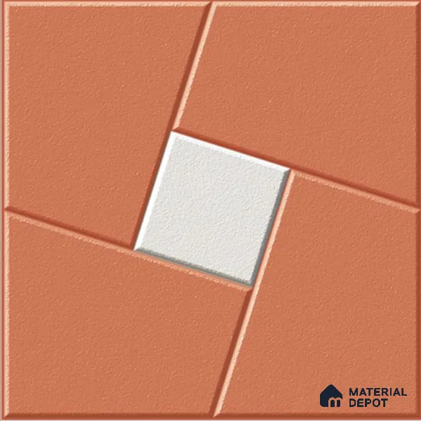 Brown Patterned Tile TL 09070 Flandes Cotto 16 inch x 16 inch Vitrified Carving Matte Finish - 12 mm | | Suitable for Parking, Terrace | Pattern Alignment May Vary | 2-3 mm Spacer is Mandatory