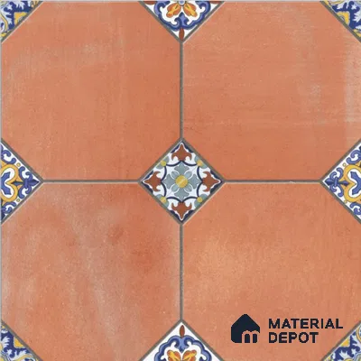 Brown Moroccan  Tile TL 09072  Kendo Red 16 inch x 16 inch Vitrified Carving Matte Finish - 12 mm |  | Suitable for Parking, Terrace | Pattern Alignment May Vary | 2-3 mm Spacer is Mandatory