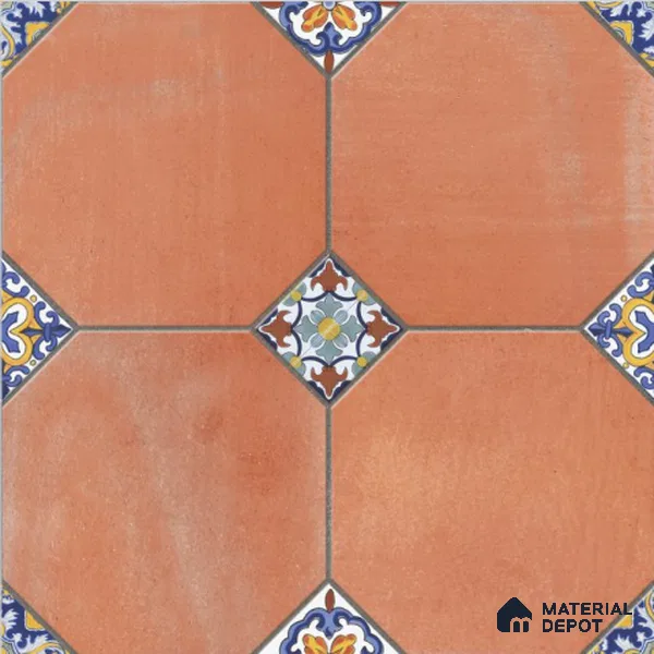 Brown Moroccan Tile TL 09072 Kendo Red 16 inch x 16 inch Vitrified Carving Matte Finish - 12 mm | | Suitable for Parking, Terrace | Pattern Alignment May Vary | 2-3 mm Spacer is Mandatory