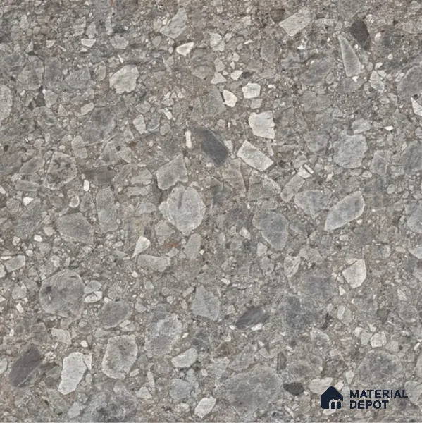 Grey Terrazzo Parking Floor Tile TL 09074  Terre Gris 16 inch x 16 inch Vitrified Carving Matte Finish - 12 mm | Suitable for Parking, Terrace | Pattern Alignment May Vary | 2-3 mm Spacer is Mandatory