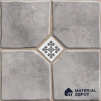 Grey Moroccan  Tile TL 09075  Flintstone Gris 16 inch x 16 inch Vitrified Carving Matte Finish - 12 mm |  | Suitable for Parking, Terrace | Pattern Alignment May Vary | 2-3 mm Spacer is Mandatory