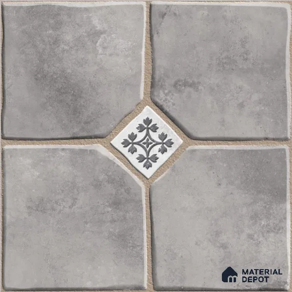 Grey Moroccan Tile TL 09075 Flintstone Gris 16 inch x 16 inch Vitrified Carving Matte Finish - 12 mm | | Suitable for Parking, Terrace | Pattern Alignment May Vary | 2-3 mm Spacer is Mandatory