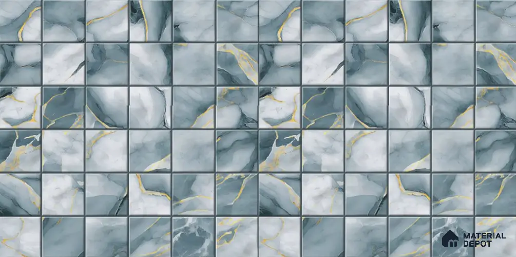 Blue Faux Mosaic Wall Tile TL 09097 B  Fenix Club 1 ft x 1 ft Ceramic Glossy Finish - 9 mm | Suitable for Highlighter Wall, Bathroom, Kitchen Wall & Backsplash