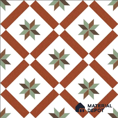 Moroccan Wall & Floor Athangudi Tile TL 09105 132 1 ft x 1 ft Vitrified Carving Matte Finish - 9 mm | Suitable For Bathroom, Kitchen, Balcony | Please Expect a Slight Variation of Pattern