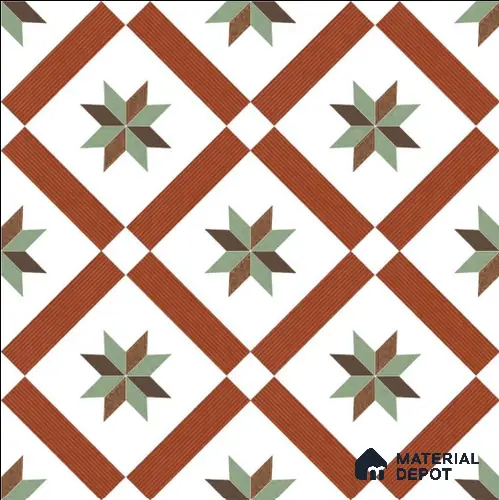 Moroccan Wall & Floor Athangudi Tile TL 09105  132 1 ft x 1 ft Vitrified Carving Matte Finish - 9 mm | Suitable for Highlighter Wall, Kitchen Wall & Backsplash | Please Expect a Slight Variation of Pattern