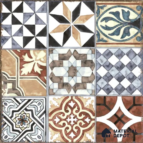 Moroccan Wall & Floor Tile TL 09101  102 1 ft x 1 ft Vitrified Carving Matte Finish - 9 mm | Suitable for Highlighter Wall, Kitchen Wall & Backsplash | Please Expect a Slight Variation of Pattern