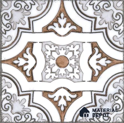 Moroccan Wall & Floor Tile TL 09102 104 1 ft x 1 ft Vitrified Carving Matte Finish - 9 mm | Suitable For Bathroom, Kitchen, Balcony | Please Expect a Slight Variation of Pattern