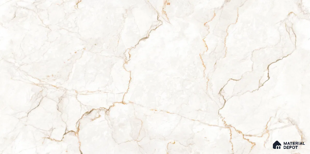 White Marble Tile TL 08769 Royal Sanzio Avorio 4 ft x 2 ft Vitrified Carving Matte Finish - 9 mm | Suitable for Living Room, Bedroom, Bathroom