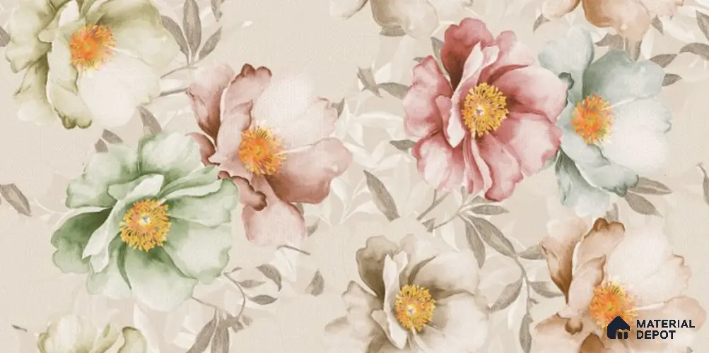 Floral Wall Tile TL 08780 B Shimmer Beige Decor 4 ft x 2 ft Vitrified Carving Matte Finish - 9 mm | | Suitable for Living Room, Bedroom, Bathroom