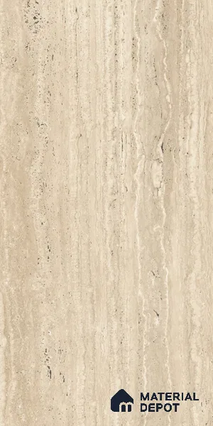 Brown Stone Tile TL 08767 Royal Xtreme Travertino 4 ft x 2 ft Vitrified Carving Matte Finish - 9 mm | | Suitable for Living Room, Bedroom, Bathroom